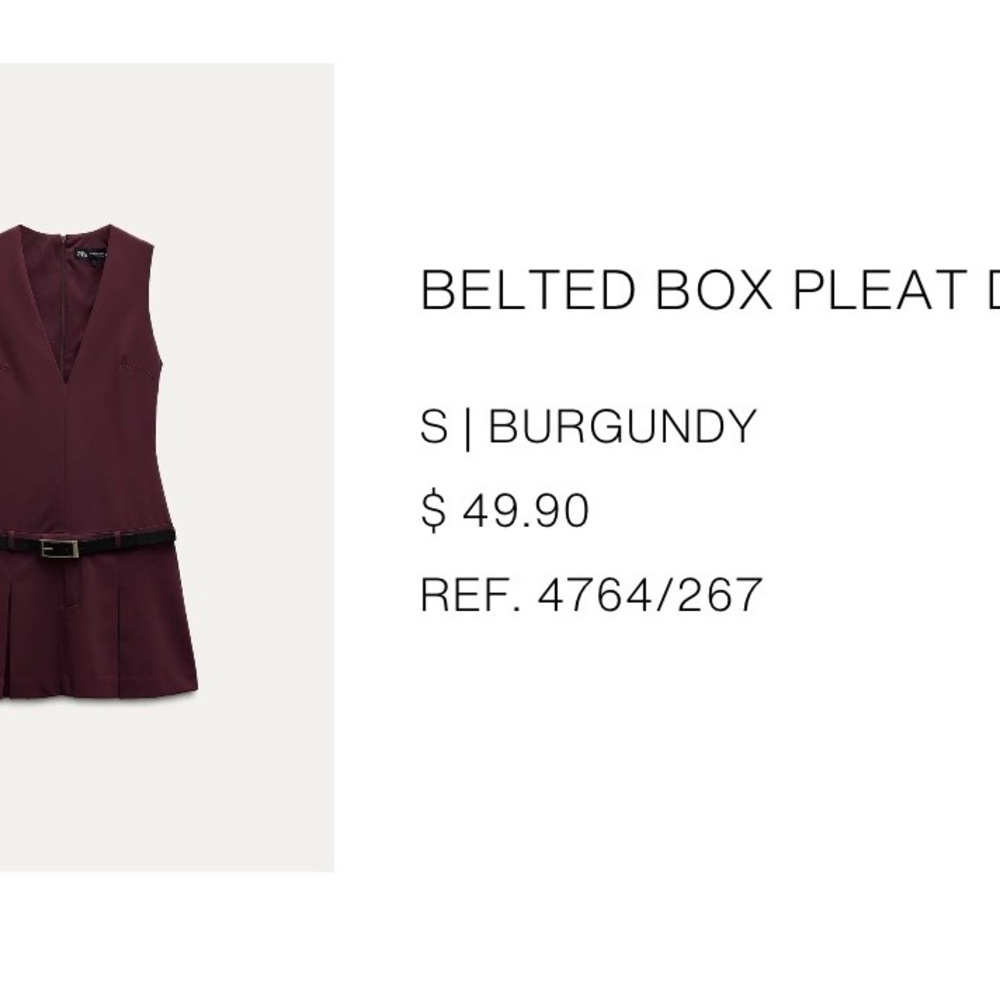Zara Burgundy Mini Dress with Belt